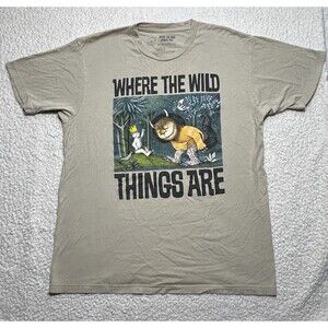 Where the Wild Things Are Graphic T-Shirt Mens Large Tan Maurice Sendak Book Tee
